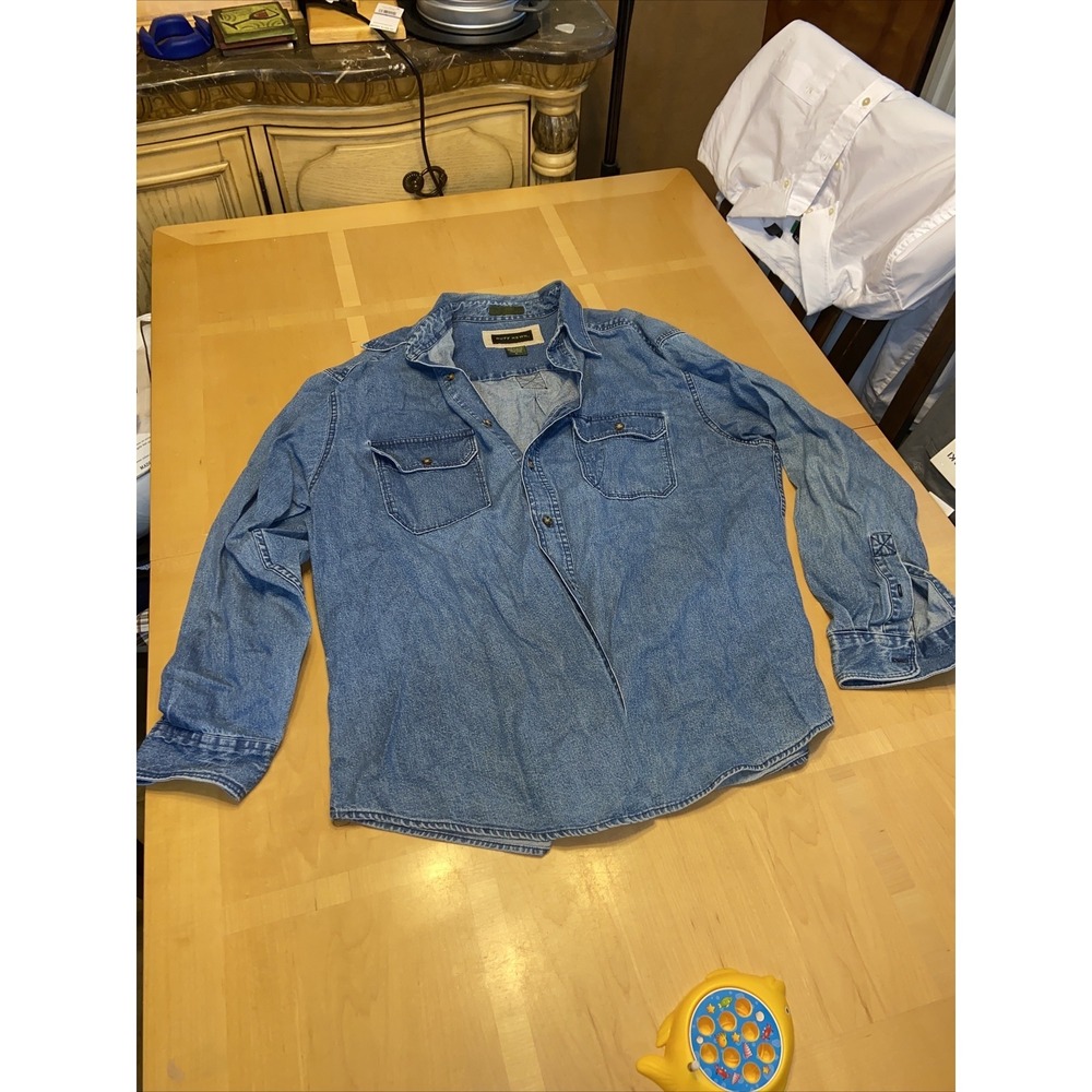 Ruff Hewn Jean Denim Jacket Size Large Vintage Mens